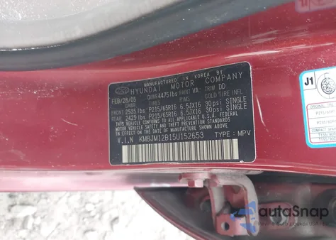 2005 Hyundai Tucson Gl z USA, uszkodzony, nr VIN KM8JM12B15U152653